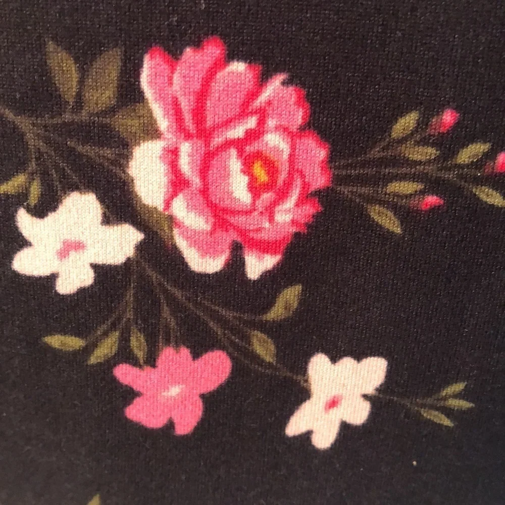 BTWEEN Girls Stretchy Dress Black Pink Rose Floral Keyhole Back Size L 10/12 NWT